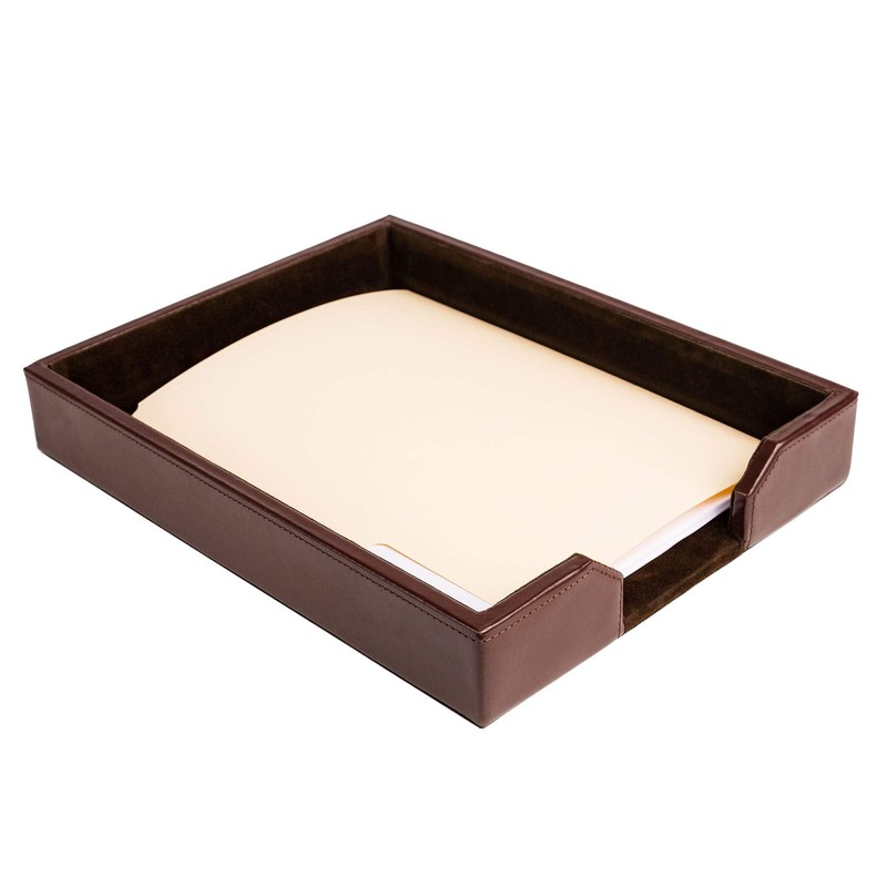 DACASSO Bonded Leather Desktop Letter Tray - Luxury Letter Holder