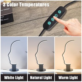 MUMENG Modern LED Table Lamp，Minimalist Dimmable Desk Lamp, 3 Color Temperatures Bedside Lamp, Reading Light Nightstand Lamp for Bedroom, Living Room, Office, Studio, Ideal Gift