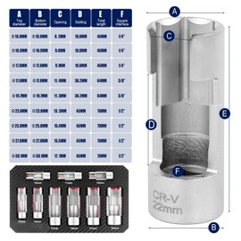 TALOEYH 9pcs 3/8"&1/2" Diesel Injector Fuel Line Socket Wrench Set, 10-22mm Diesel Injector Socket for Fastener on Bent Pipes, EGT Sensor, Thermo Switches, Hexagon
