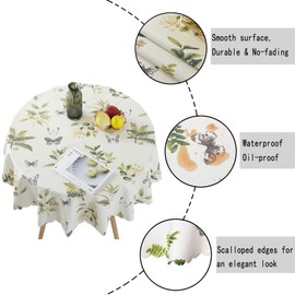 Bettery Vinyl Round Table Cover Wipe Clean PVC Tablecloth Oil-Proof/Waterproof/Stain-Resistant, Round - 40 Inch