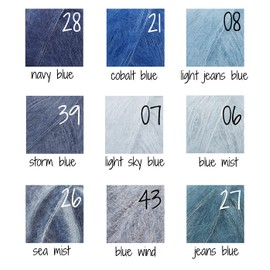 Mohair and Silk Yarn Drops Kid Silk, 0 or Lace, 2 Ply, 25.5 g, 230 yards per ball (43 Blue Wind)