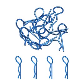 MECCANIXITY 10pcs 30-Degree Angle RC Body Clips Bent Springy R Pins 20x1.0x6mm for All 1/8 1/10 1/12 Scale Model RC Car Crawler Replacement(Blue)