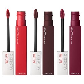Maybelline Kit 3 Labiales líquidos Super Stay Matte Ink 5ml c/u, lipstick matte de larga duración, color intenso por hasta 16H, alta pigmentación, no 