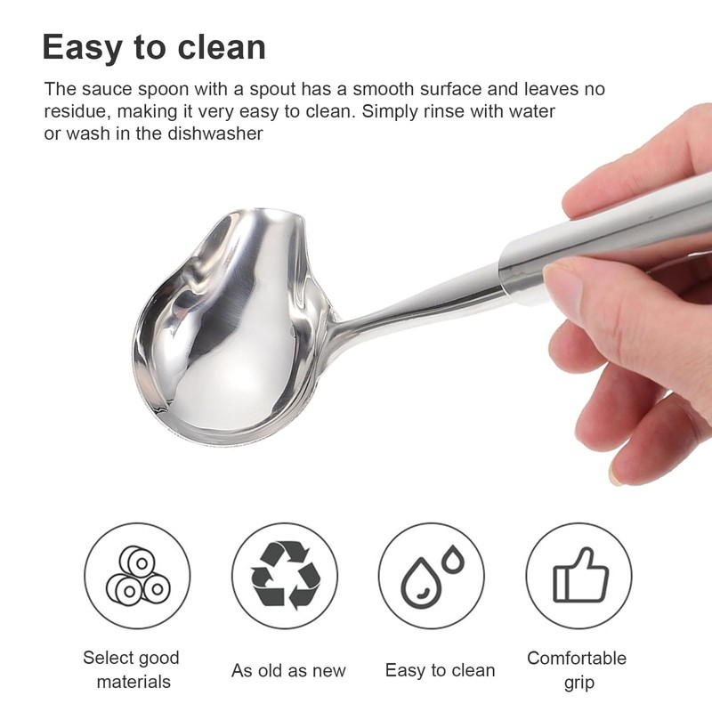 0XBIT Sauce Spoon, 2 Pieces Sauce Ladle with Pourer, Stainless