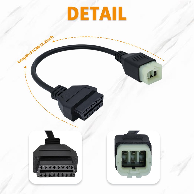 AMHTDOL Obd2 Adapter for Royal Enfield Motorcycle 6 Pin to