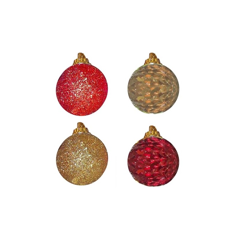 20 Pack 30mm Sequin and Glitter Christmas Tree Baubles -
