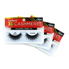 LAFLARE 3D CASHMERE Eyelashes, Natural Look, Wispy, Glam, Fresh, Fluffy, Soft, Reusable, Luxurious Handmade Strips False Lashes - 3 PACKS BUNDLE SPECIAL CW (CW308, 3)