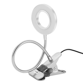 New Flash LED Clip Desk Lamp, 3 Color Modes & 10 Dimmable Brightness, USB Powered Eye Care Flexible Clip On Reading Light Bedside Lamp for Studying Office Gaming Craft Drawing (Chrome, 7W)