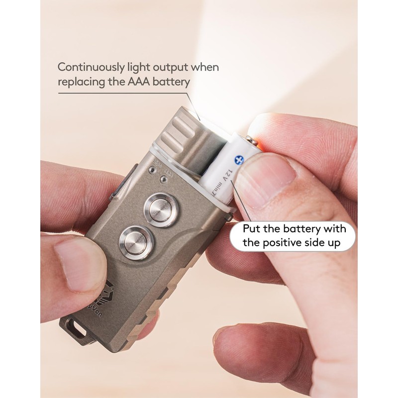 RovyVon E3 Plus EDC Flashlight, 7075 Aluminum Alloy with 6500K