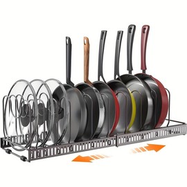 1 Set Pots and Pans Organizer : Rack under Cabinet, 8-Tier Kitchen Cabinet Organizers and Storage, Adjustable Pot Racks, Pot Organizers inside Cabinet with 3 DIY Methods Baking Rock,Birthday Gift Ideas Election,installation,insert   holder - Color: 7-Com