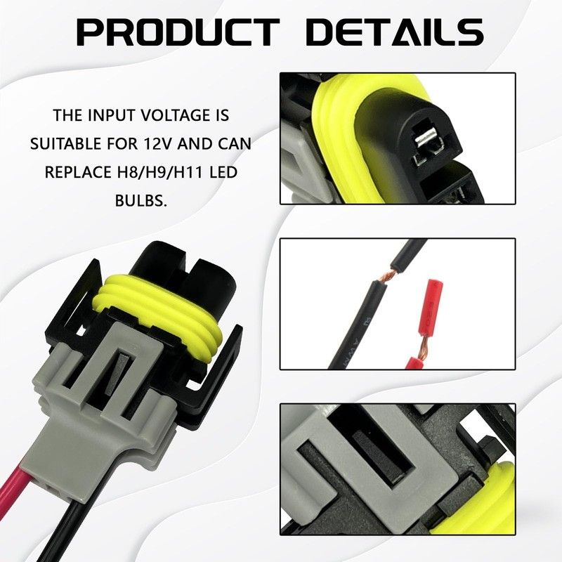 MLAHUIER H8/H9/H11 Fog Light Harness Connector with Wire, Pigtail Adapter