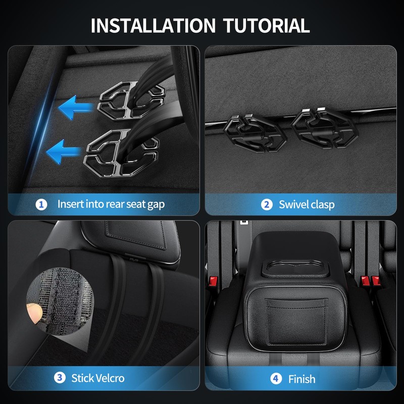 Hecotrax Universal Car Rear Seat Armrest 2 Row Console Box