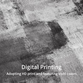 MitoVilla Grey Ombre Shower Curtains with Hooks, Abstract Rustic Shower Curtain for Chic Bathroom Decor, Paint Brush Graffiti Design, Vintage Country Grunge Style, 72 x 72