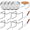 Linone 4 PCS Pizza Stand Holder, Black Metal Pizza Pan