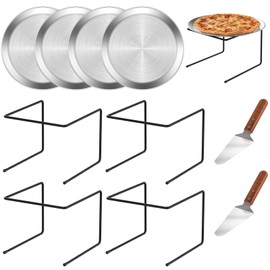 Linone 4 PCS Pizza Stand Holder, Black Metal Pizza Pan Display Stands