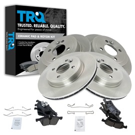TRQ Front and Rear Brake Pad & Rotor Kit Brake Pads Brake Rotor Ceramic Compatible with 2002-2006 Mini Cooper
