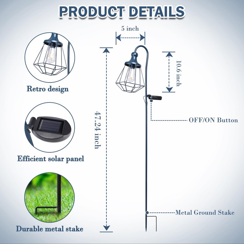 Solar Lights Outdoor Decorative Solar Retro Metal Lantern Yard Stake