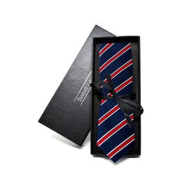 Sweet Leaf High Quality Striped Blue and Red Tie for Men - 100% Silk - Classic, Elegant and Modern - (Ideal for a Gift, Men for Birthday, Wedding, Work...), Blue and Red