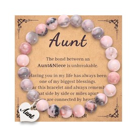 Sisadodo Aunt Christmas & Birthday Gifts: Natural Stone Bracelet for Women - Thinking of You Gift for Auntie or Niece