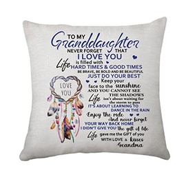 Hasodeo Granddaughter Birthday Gifts Cushion Cover Pillow Cover from Grandma Inspirational Throw Pillow Cover for Granddaughter Graduation (062 Granddaughter)