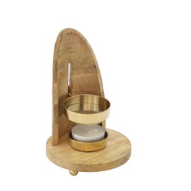 Maha Incense Burner - Handmade from Mango Wood & Brass, Height 15 cm, with Adjustable Sieve Height - For Incense & Herbs | Incense Burner