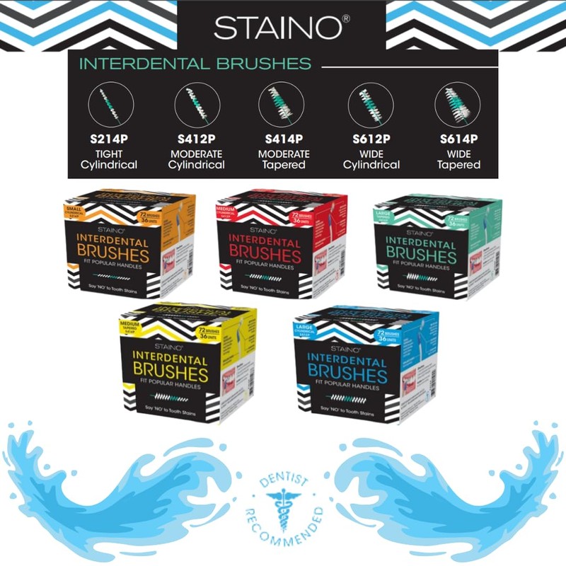 Staino Interdental Brush Refills, Large Cylindrical, 72 Brushes/36 Units Per