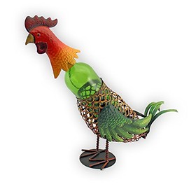 Imported Gift Depot Metal Mexican Rooster Wine Bottle Holder Rack Stand Charcter