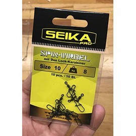 FTM Seika Pro Spin Swivel with Duo Lock Carabiner – 10 Fishing Swivels for Spin Fishing for Pike, Zander and Perch, Hanger, Snaps, Size/Load Capacity: Size 10/8 kg