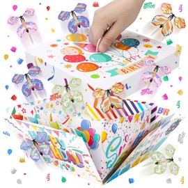 Halinuia Butterfly Explosion Gift Box 20 x 19 x 12.5 cm Explosion Box with 10 Flying Butterfly Happy Birthday Surprise Box Birthday Box Surprise Box Gift Packaging for Family Friends
