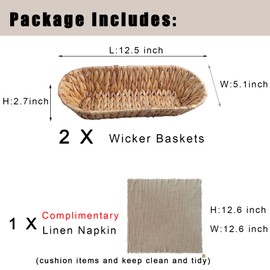 CBAOCBKVH Set of 2 Small Wicker Baskets for Flatware Organizer , Silverware Caddy Utensil Caddy Basket, Bread Baskets Cutlery Holder for Party