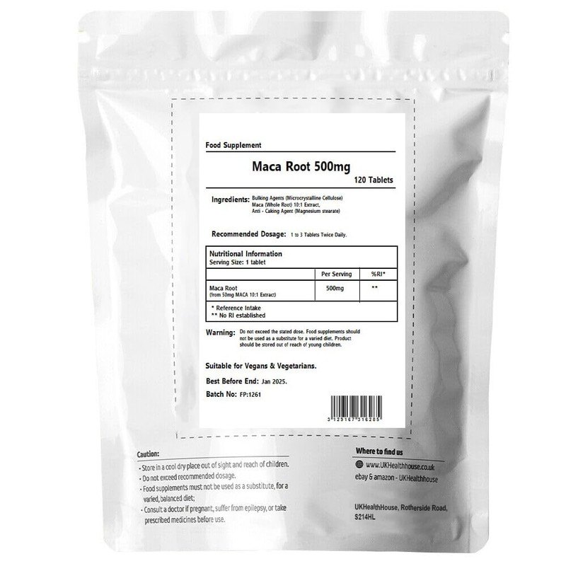 UKHealthHouse Maca Root Extract - 500mg x 120 Tablets -