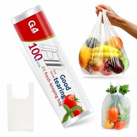 G4GADGET 100 Pack Clear Food & Freezer Bags with Tie Handles – Strong, Leak-Proof Plastic Bags for Storage, Meal Prep & Travel – Durable, Food-Grade Bags for Freshness