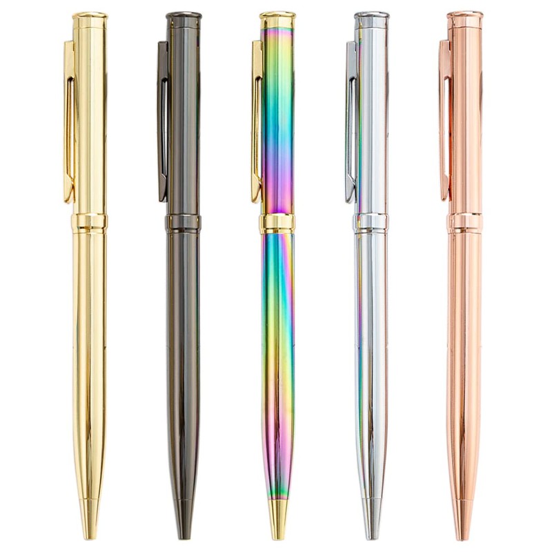 Gullor 5 Pieces Retractable Ballpoint Pen, Metal Pens for Gift,