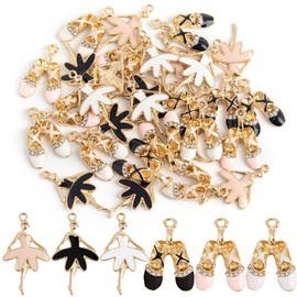 Framendino, 30 Pack Enamel Ballet Charm Shoes Pendant for Jewelry Necklace Earrings Bracelet Craft DIY