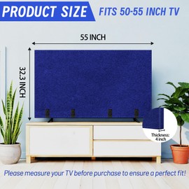 TV Cover for Moving, Fits to 50"- 55" Flat Screen TV Moving Cover, Dustproof Blue Felt TV Screen Covers, Anti-Scratch TV Bags for Moving with Bottom Strap for House Moving, Home Renovation