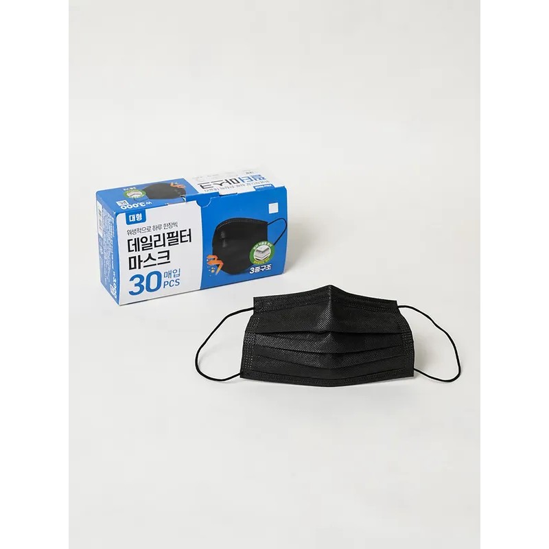 DAISO K Disposable Filter Black Mask Large 30 Pack