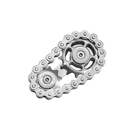 Fidget Chain Spinner, Fidget Cube Gears Linkage Bike Chain Novelty Fidget Block Kinetic Desk Toy Metal EDC Focus Meditation Break Bad Habits ADHD (Silver)