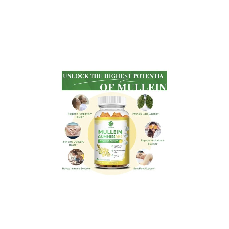 Lukarre 9 in 1 Mullein Gummies.Lung Cleanse,Mullei