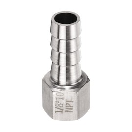 sourcing map Stainless Steel Barbed Fitting 1/8" NPT Female to 3/8" Hose ID for Home Brew Pipe Fitting Direct Thread Connector Durable Construction