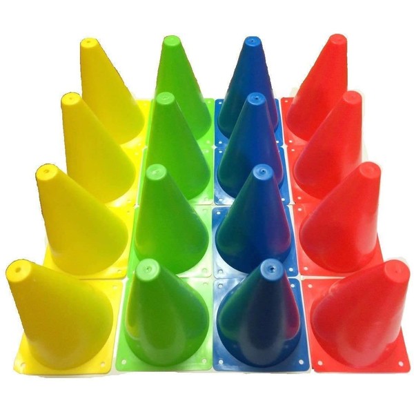 Color Triangle Cones, 7.1 inches (18 cm), Mini, 4 Colors, Set of 16