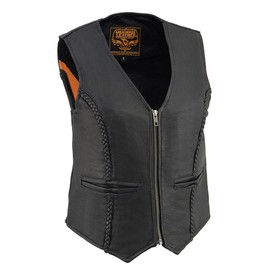 Milwaukee Leather Premium Motorcycle Biker Rider Leather Vest for Women |LKL|ML|MLL|SH - Medium