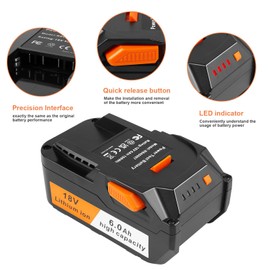 Futurebatt [2-Pack] 18V High-Output 6.0Ah! Lithium Battery for Ridgid 18V Tools Battery R840089 R840087 R840086 R840085 R840084 R840083 AC840085 AC840086 AC840087P 18 Volt Battery