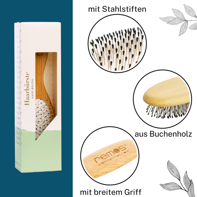 Remos Narrow Hair Brush with Steel Pins and Nubs, Suitable