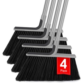 KeFanta 4 Packs Outdoor Broom Heavy Duty with 55" Long Handle, Commercial Brooms for Sweeping Indoor Courtyard Restaurant Garage Patio Decks Mall Market Kitchen Office Lobby Shop