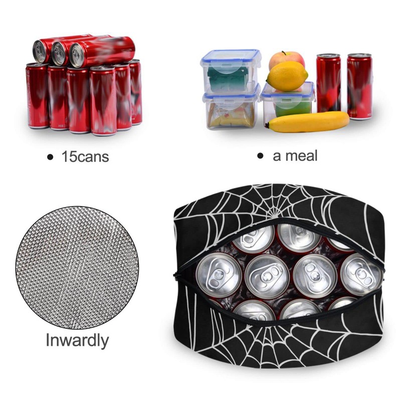 Goth Spider Web Lunch Bag for Women Men Reusable Insulated