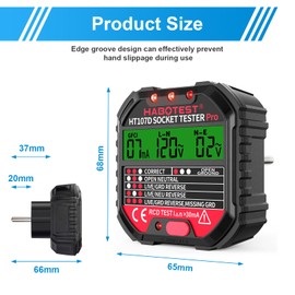 MINSHUXI Socket Tester with RCD Test and LCD Voltage Display Fi Tester Leak Voltage and Current Indicator Socket Tester 6 Types of Fault Diagnosis 48-250V