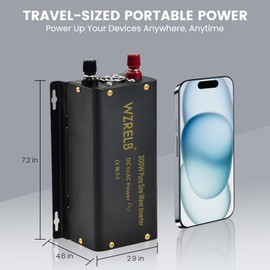 WZRELB 300W Pure Sine Wave Power Inverter 600W Peak DC 12V to 110V AC Car Adapter Off Grid with LED Display