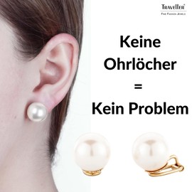 Traveller Women's Clip Earrings, 10 - 20 mm, Various Colours, 14mm, Pearl, Pearl