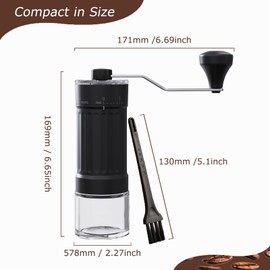 Manual Coffee Grinder, Hand Cranked Ceramic Conical Burr Coffee Grind, 40 Speeds External Adjustable Coarseness for Espresso, Espresso, French Press, Flip Coffee and Many Other Needs