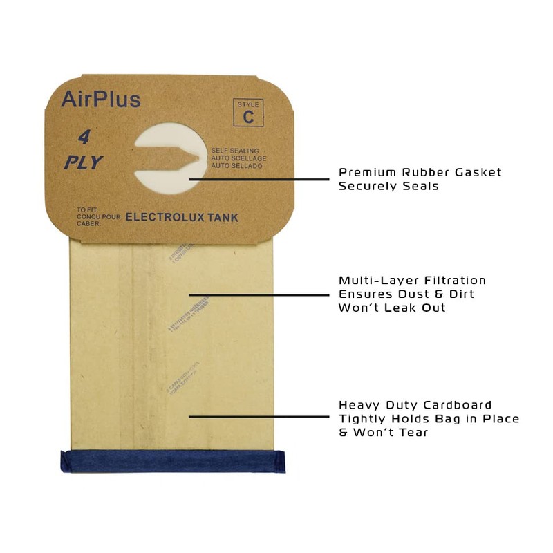 Vacuum Specialists Premium 4-Ply Filtration Vacuum Bags Compatible with Electrolux